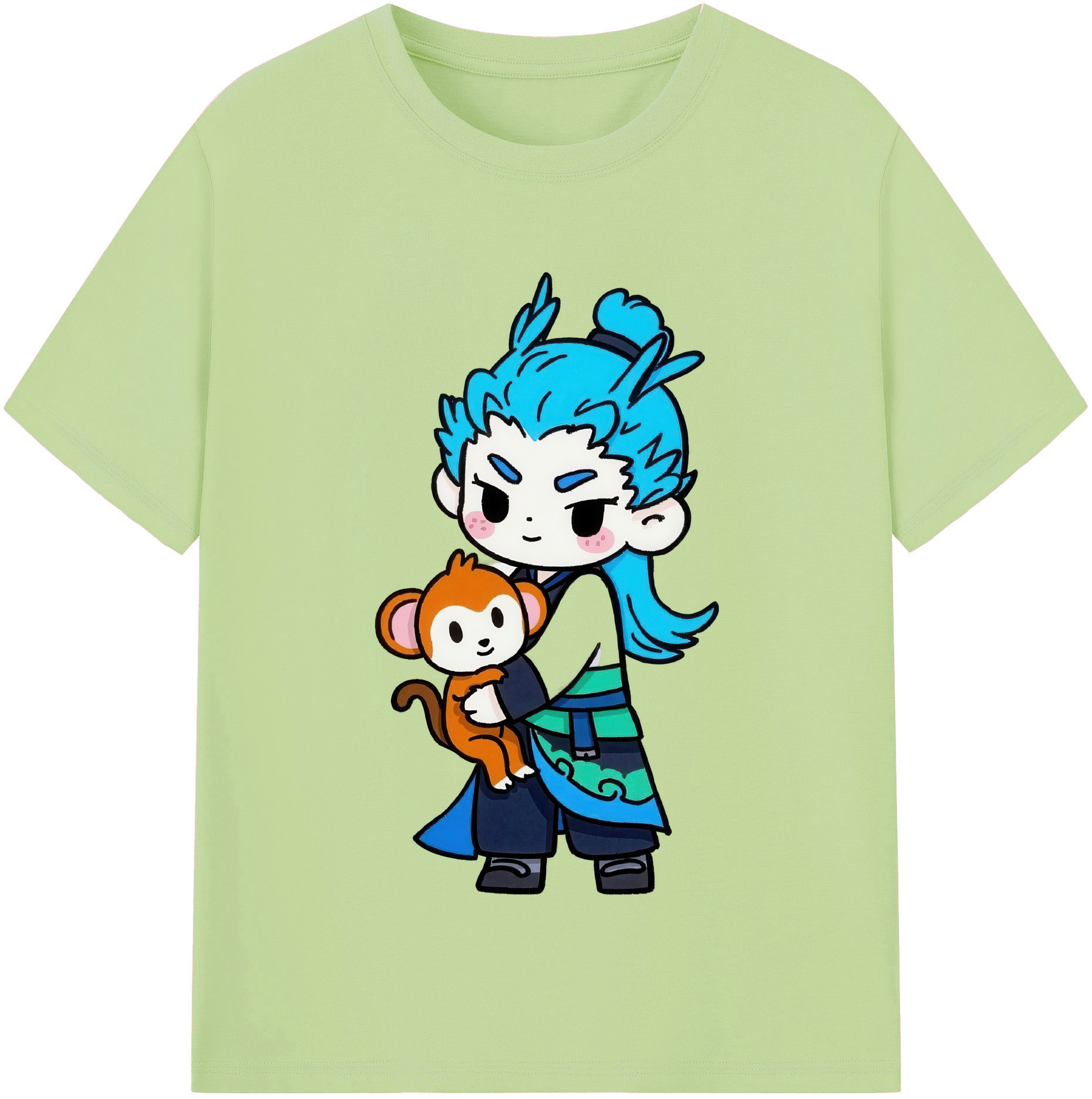 （画像用） Ne Zha 2 ナタ 魔童の大暴れ 綿100％半袖Tシャツ（フロントプリント）